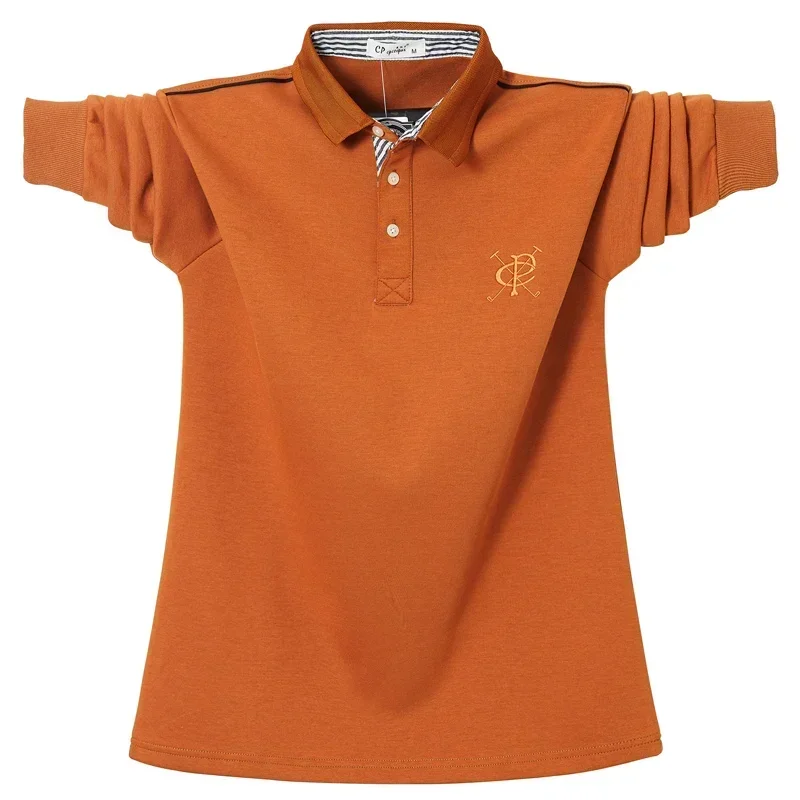 Autumn Men Long Sleeve Polo Shirt Mens Casual Embroidery Cotton Homme Polo Shirt Men Solid Tops Plus Business Leisure Polo Shirt