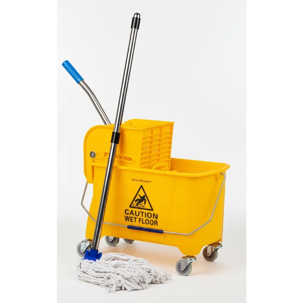 

22 Qt Floor Cleaning Bucket with Wringer & Wheels, Effortless Mopping for Home Use, Yellow