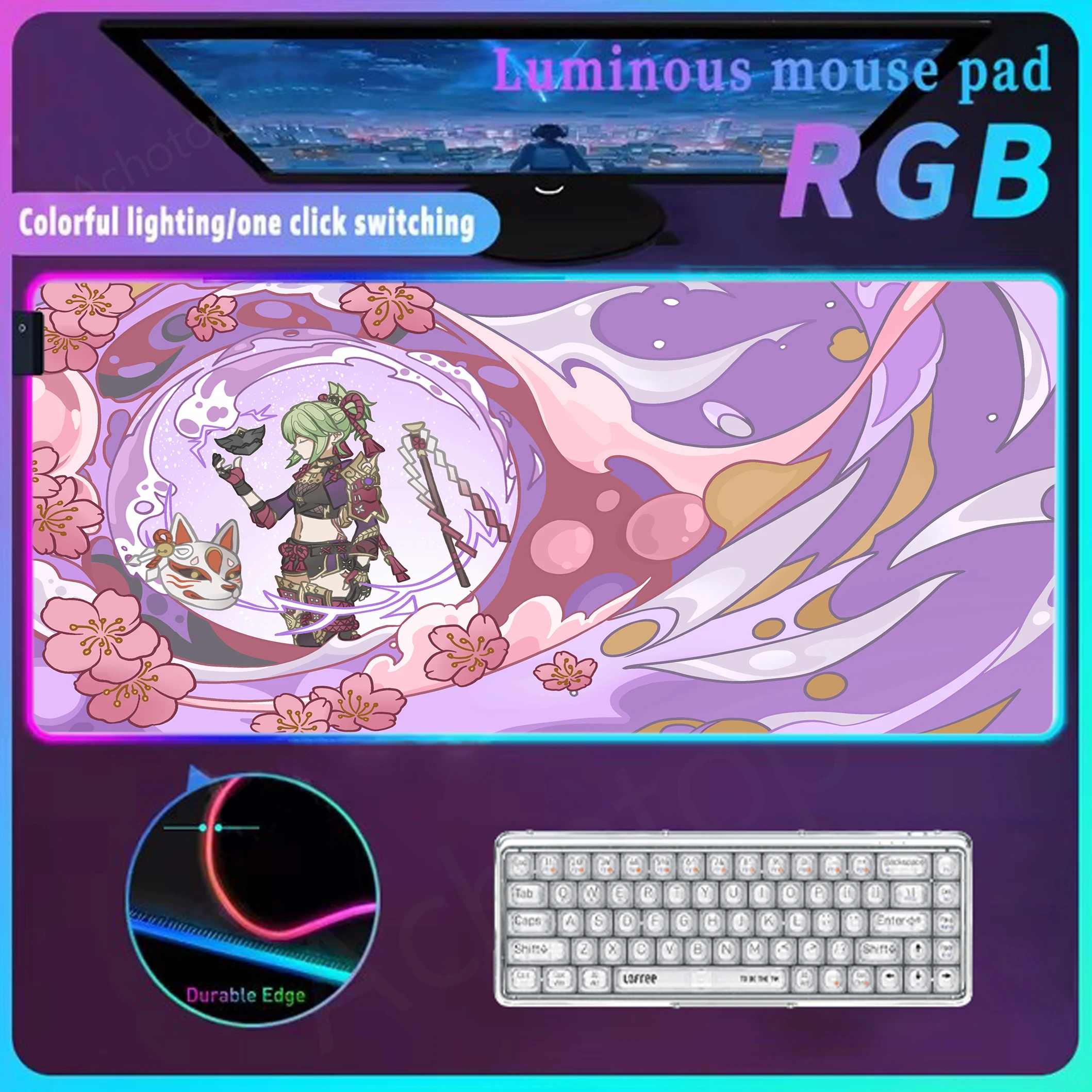 

Genshin Impact Rgb Mouse Mat Gaming Led Mousepad Large Glow Mouse Pad Locking Edge Mausepad Gamer Keyboards Pads Rubber Desk Mat