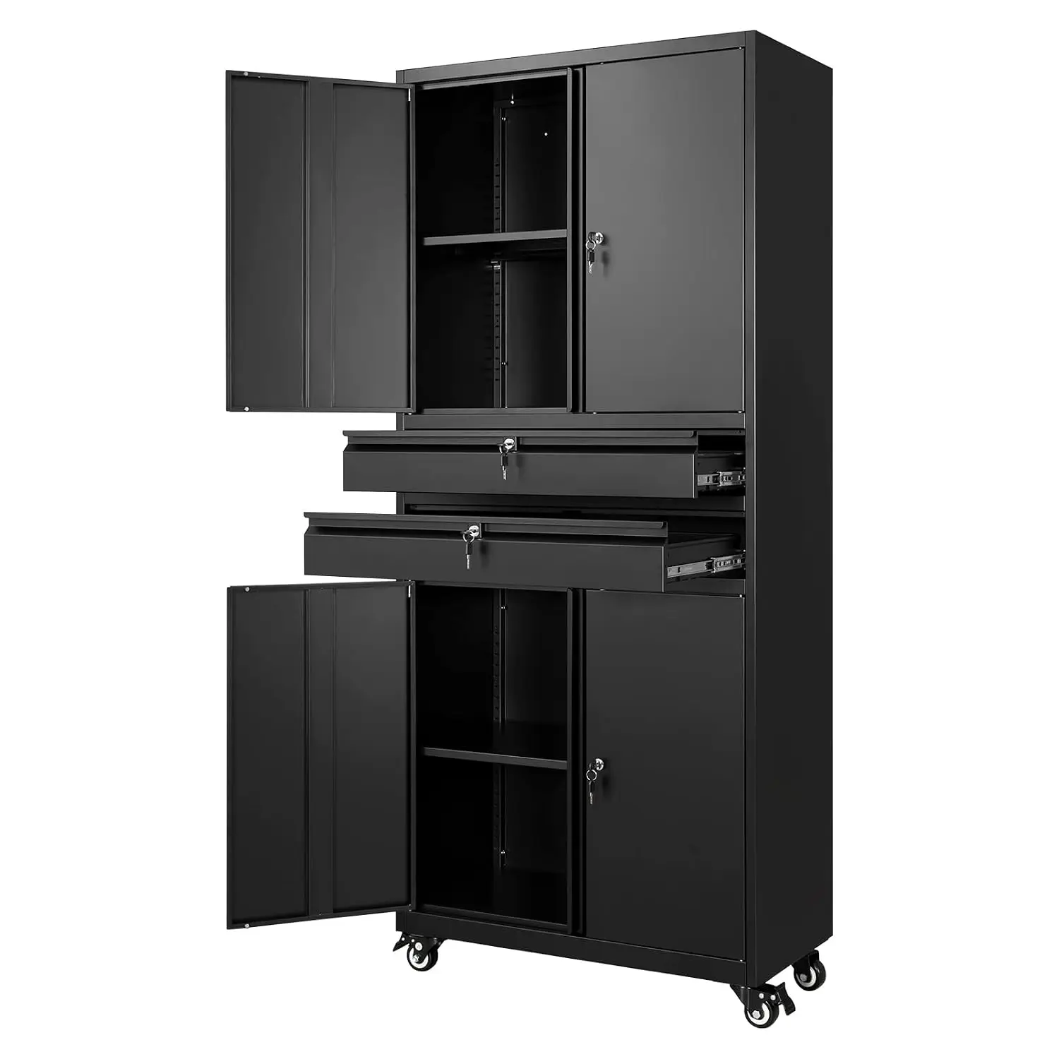 Metal Storage Cabinet with Locking Doors & Adjustable Shelves, 74
