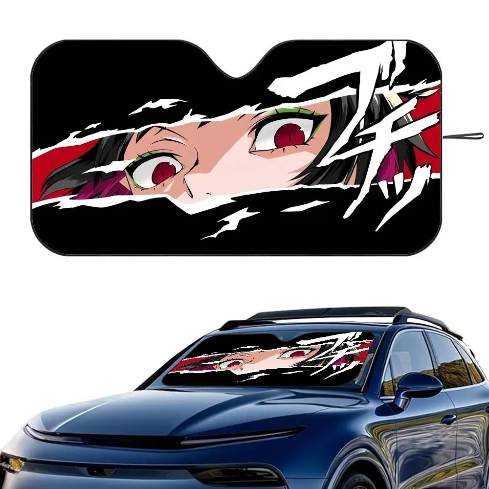 

Anime Sparkle Eyes Car SunShade Windshield Foldable Three-layer Insulation Sunshade By Suction Cup Blocks UV Rays Sun