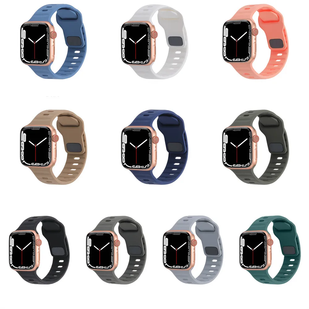 

Silicone Band For Apple Watch Series 7 se 3 8 45mm 44mm 49mm 41mm Rubbe Sports Bracelet iwatch Ultra 4 5 6 40mm 42mm 38mm Strap