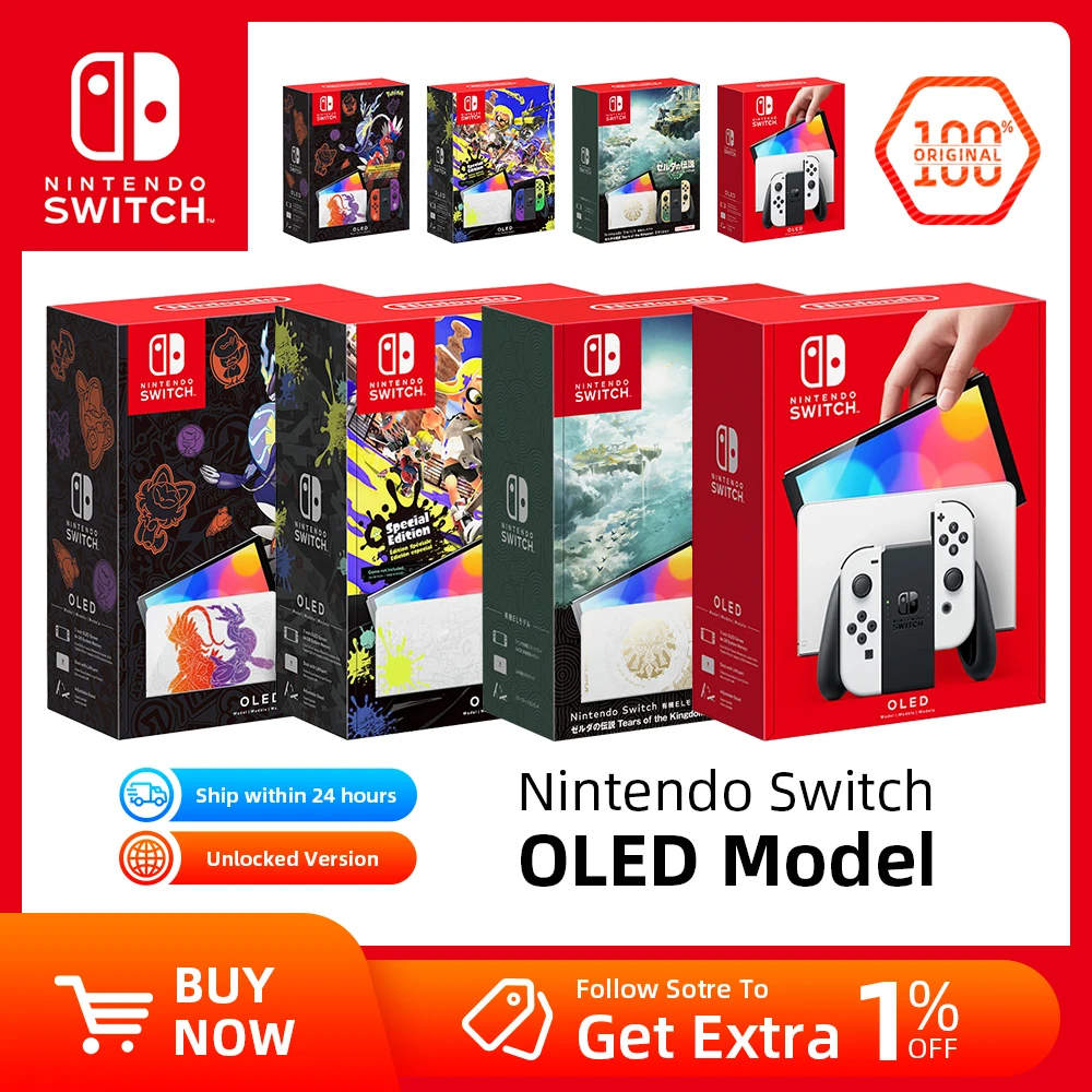 Комплект Nintendo Switch OLED белого цвета с 7-дюймовым экраном и джойстиком