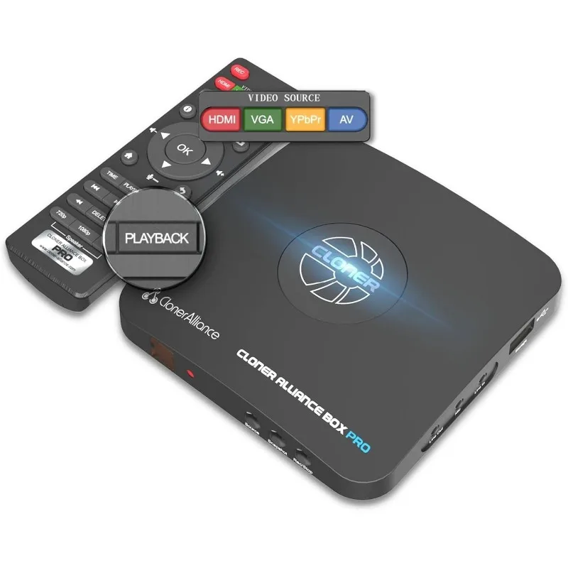 Box Pro, 1080p@60fps Video Recorder, DVR with Capture, Playback on TV. RCA/YPbPr/VGA to Digital Converter