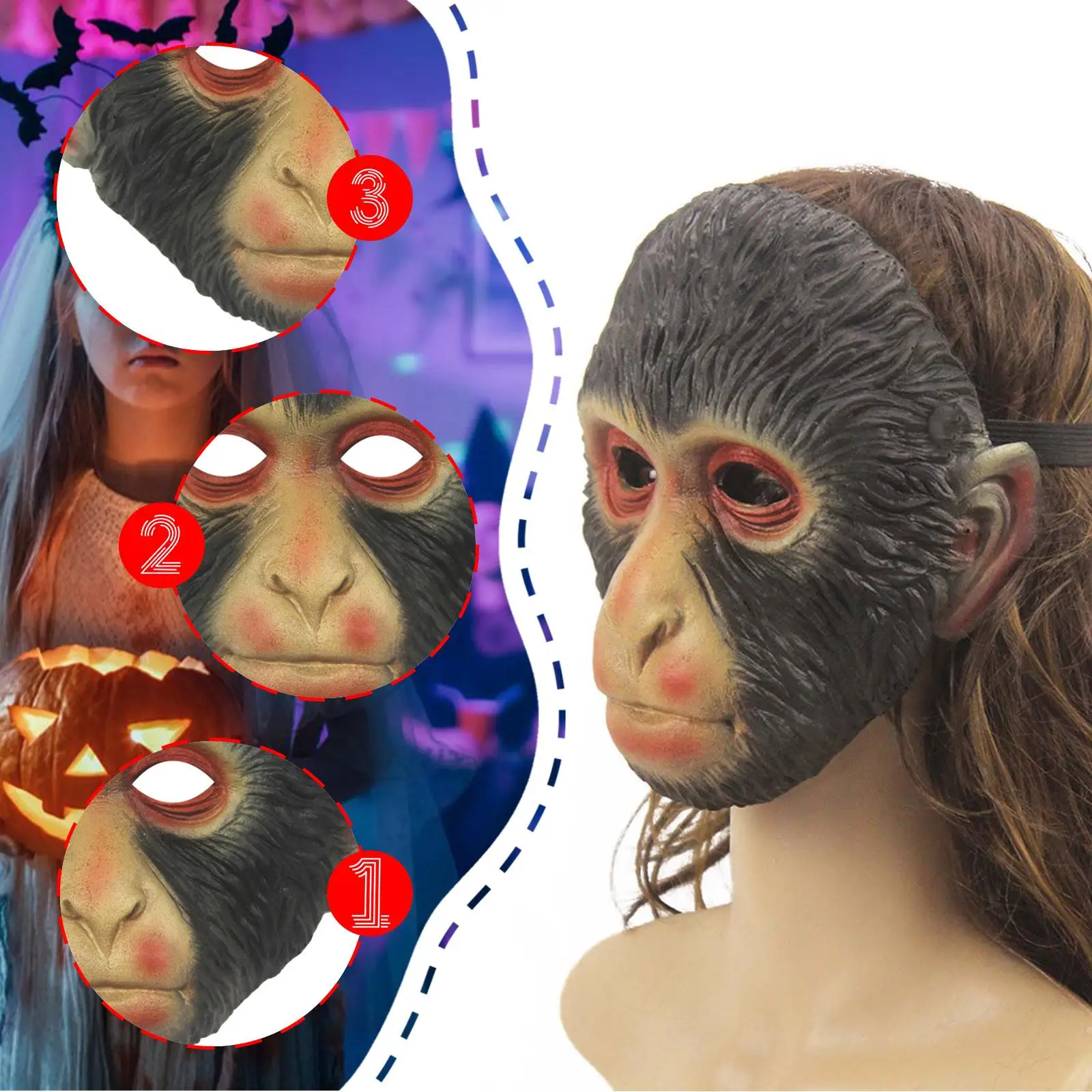 Monkey Mask Realistic Halloween Costume for Party Favor Birthday Role Play
