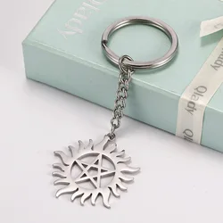 COOLTIME Stainless Steel Supernatural Dean Keyring Sun Pentagram Key Chain for Man Women Trend Halloween Birthday Gifts
