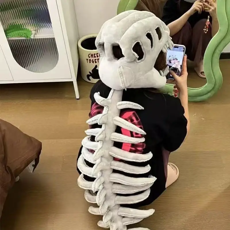 115cm cosplay wearable dinossauro esqueleto chapelaria engraçado festa decoração boneca macio pelúcia animal de pelúcia halloween jogo prop presente