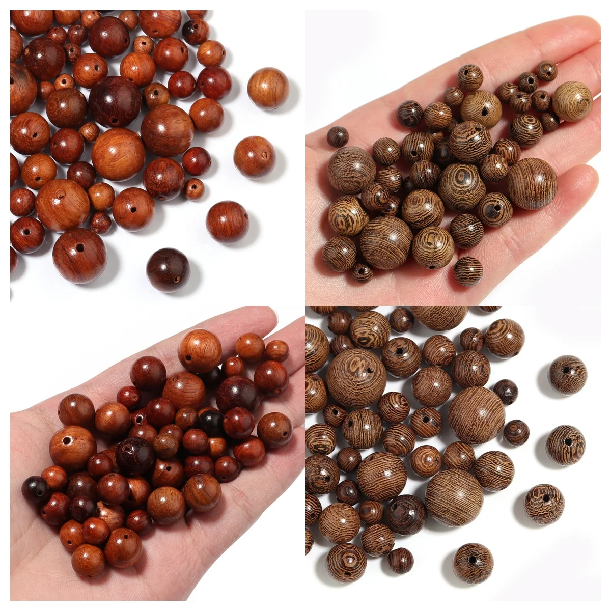 20/50/100pcs 6-12mm Round Wooden Beads Natural Stripe Spacer Ball Wood Bead for Jewelry Making DIY Crafts Making Bracelet Crafts