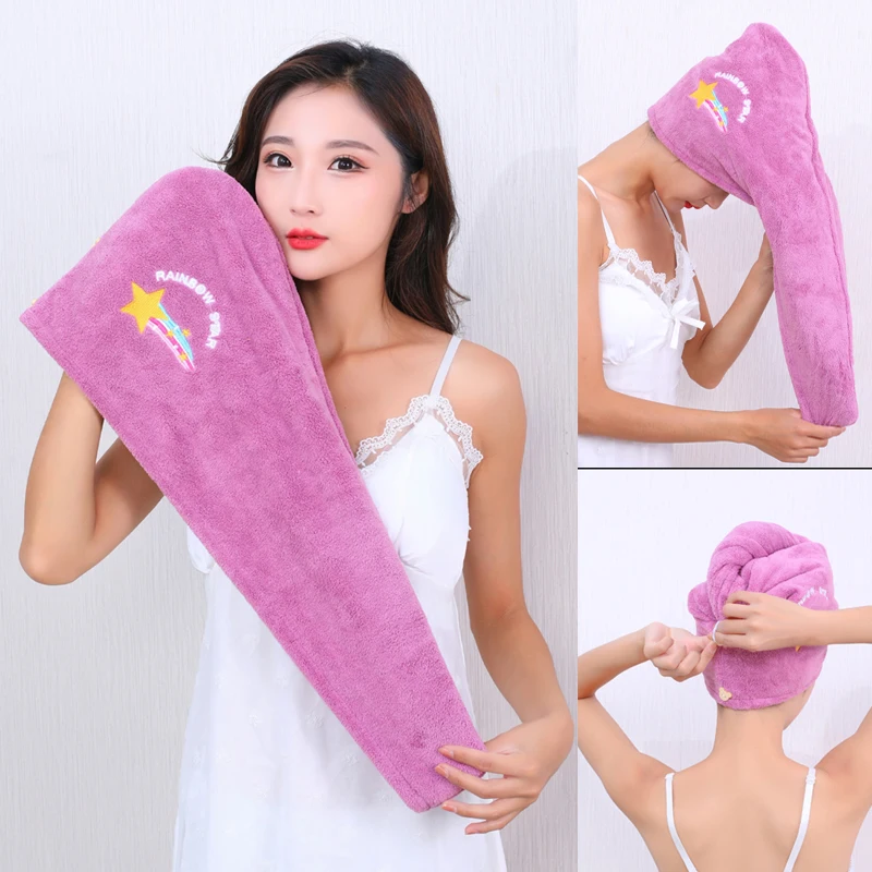 

Women Quickly Dry Hair Cap Super Absorbent Soft Hairs Dry Towels Bathroom Thicken Hair Hat Girls Cute Hair Drying Wrap Bonnets