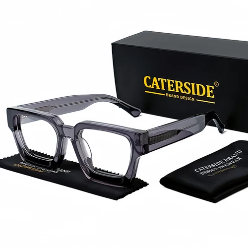 CATERSIDE gafas grandes cuadradas Retro para hombre, patillas con núcleo de acetato, gafas de alta calidad para mujer, montura de gafas ópticas para ordenador