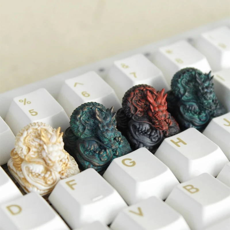 Teclas de dragão chinês, resina personalizada, faça você mesmo, artesanal, criatividade original, para ornamento de teclado mecânico