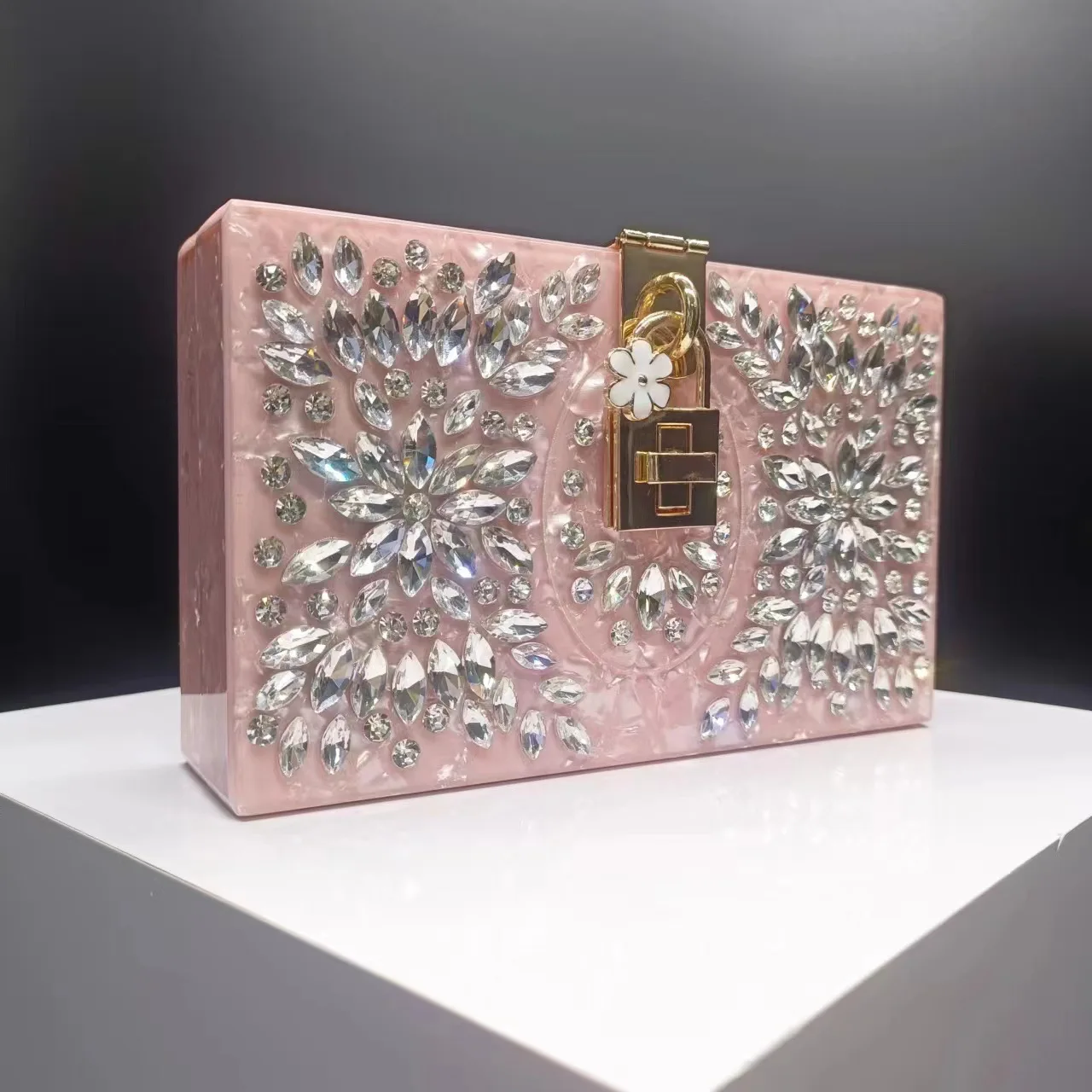 Bolso de cena acrílico con diamantes para mujer, bolso de hombro oblicuo para banquete de boda, bolso de mano con cadena para fiesta, bolso principal de lujo para mujer