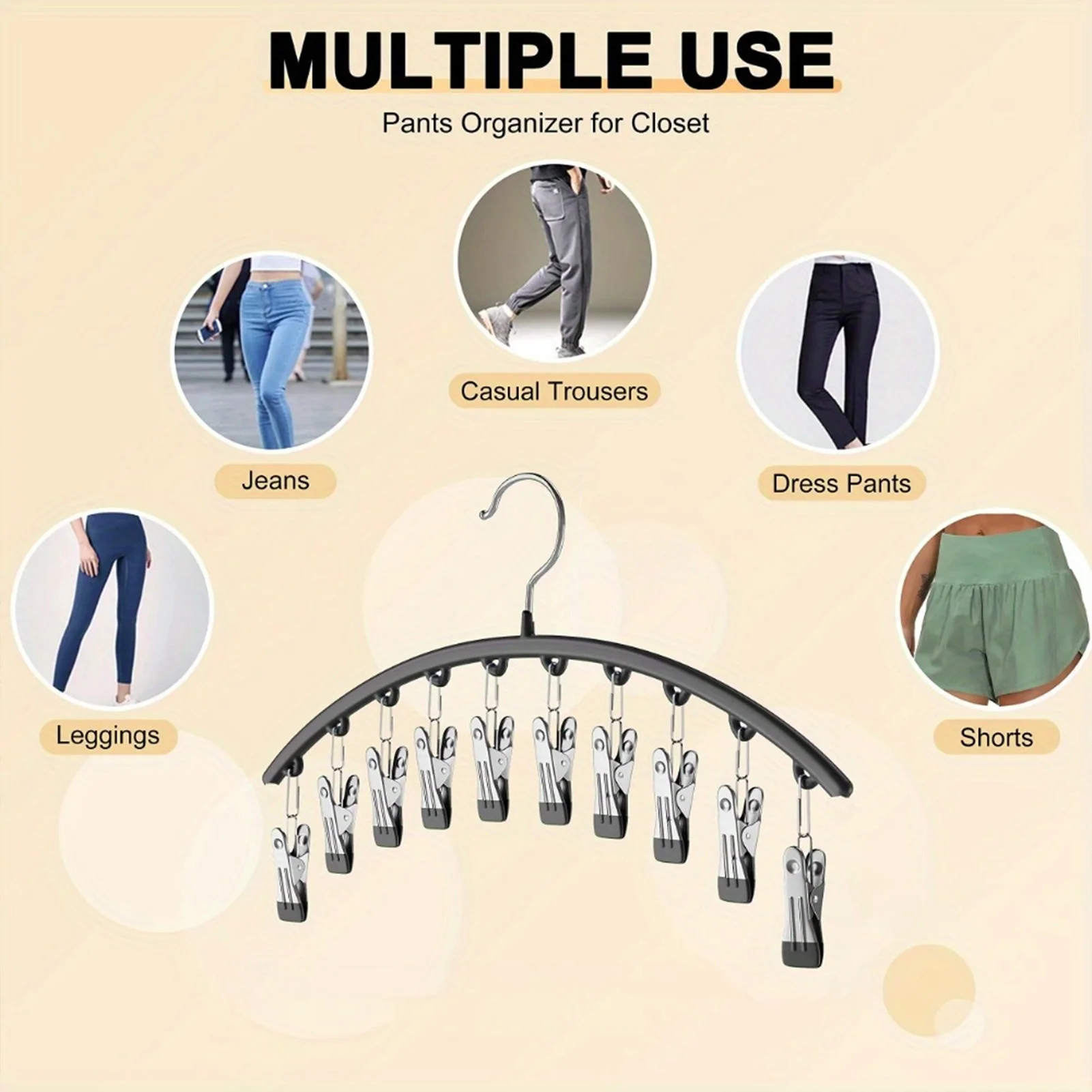 

Stainless Steel Sock Clip Pace-Saving Arc Sock Drying Rack Windproof Non-slip Clothes Rack Underwear Clip Towel Hanger for Pants