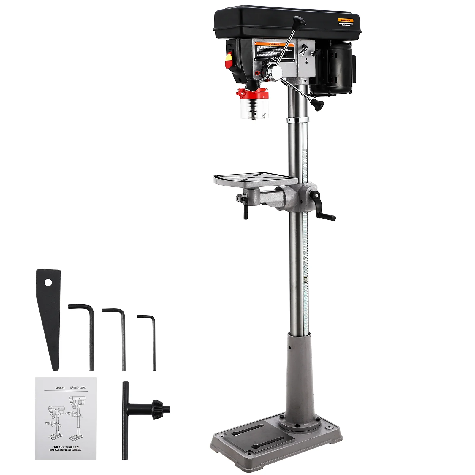 13-inch Floor Drill Press with Variable Speed and Tilting Worktable for Wood Metal Drilling