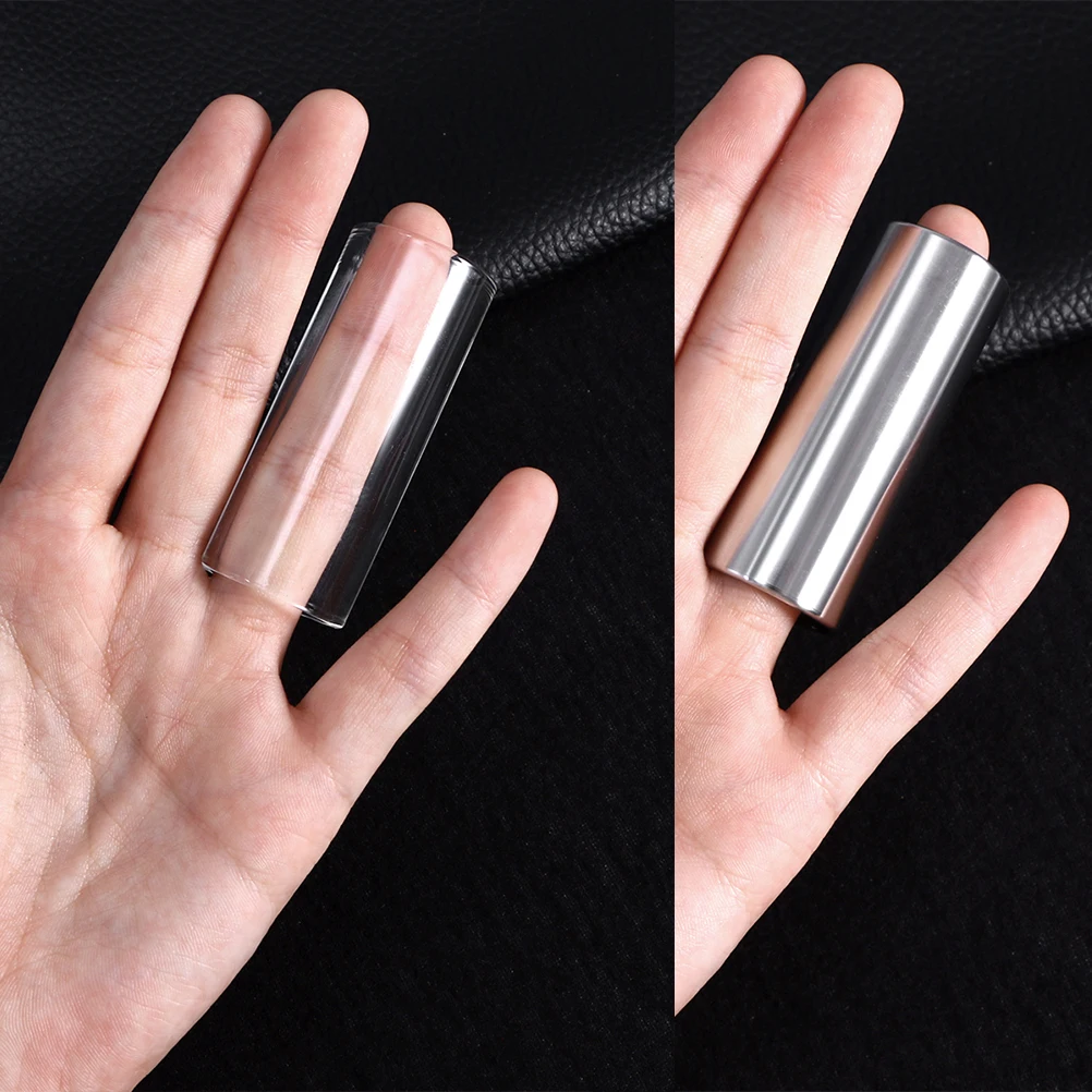 

6pcs Glass Stainless Steel Medium Bottleneck Guitar Slides For Bass Transparent Silver 2 Types Slide Rings Professional Players