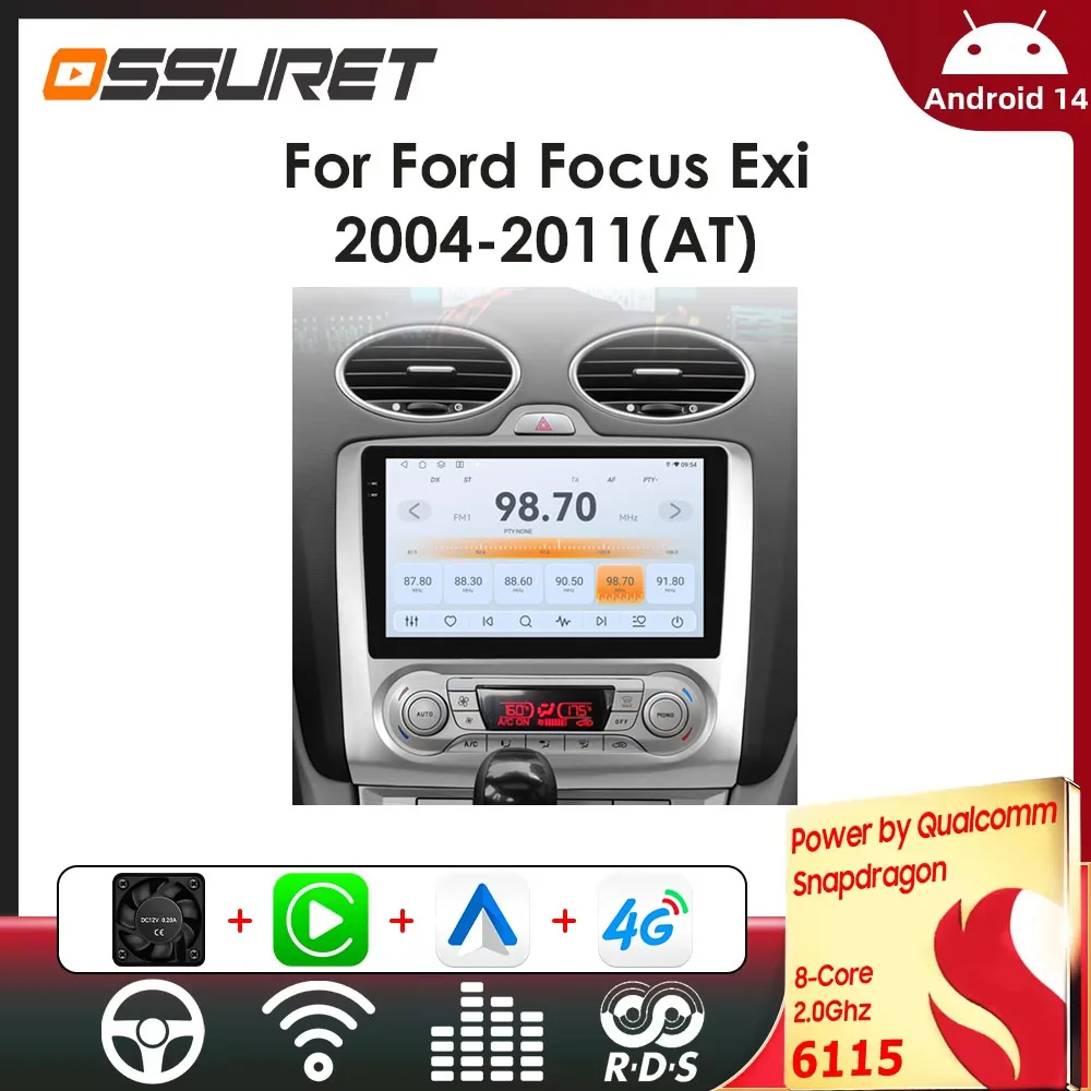 6115 QS Android 14 Autoradio per Ford Focus 2 Mk2 2004-2011 Carplay Multimedia Stereo Video Player Navigazione GPS 2 Din GPS per auto