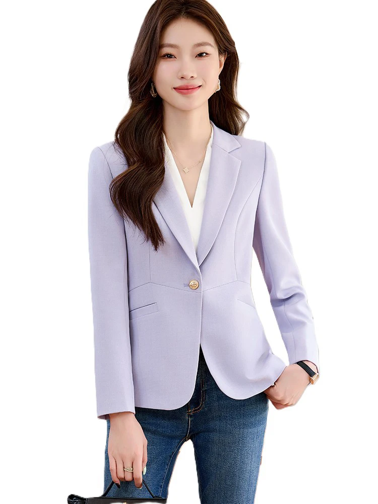 

Fashion Women's Blazer Ladies Purple Black Blue Female Formal Work Jacket Coat