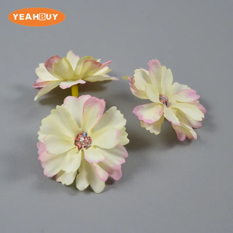 100pcs 10Colors Silk Daisy Flower Heads Home Simulation Flower Wedding Decor For Scrapbooking Handicraft Festival Decoration
