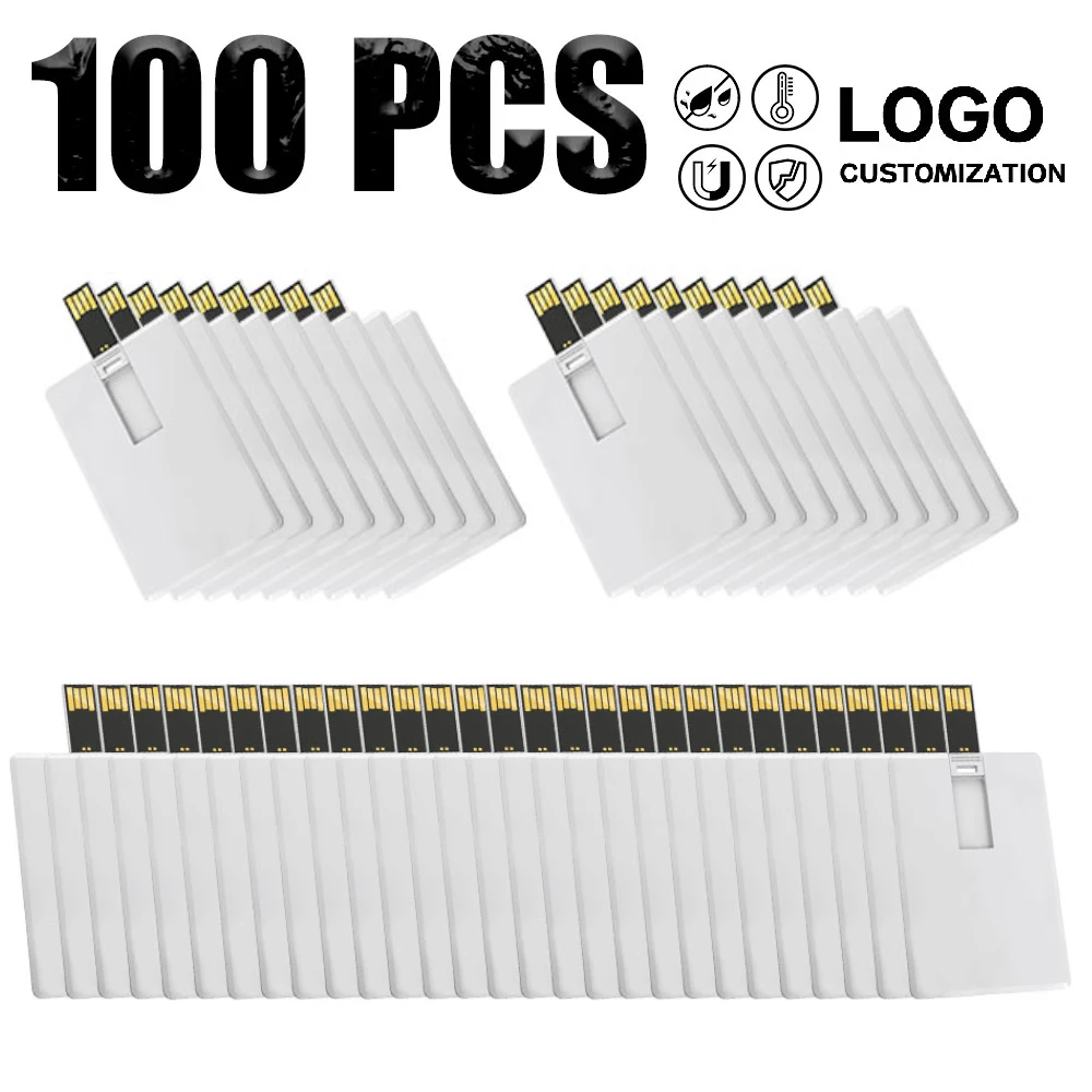 100pcs Free Custom Logo Credit Card USB Waterproof Super Slim Flash Drive Pen Drive 4GB 8GB 32G 64G Bank Card Model Memory Stick