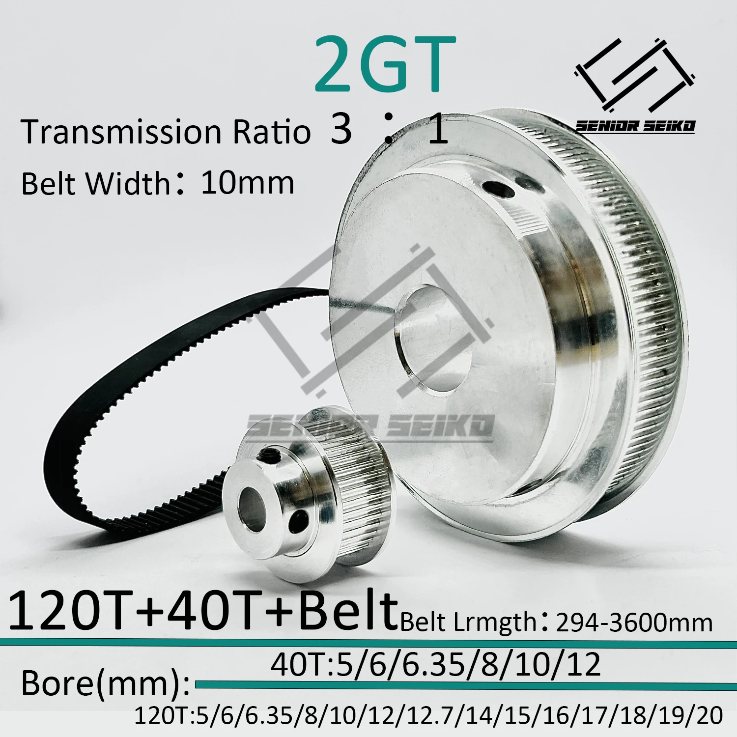 Correia Dentada Polia Grupo Síncrono Kit Polia 2gt Gt2 40 Dentes 40t Gt2 120 Dentes 10 mm Bore 520 mm 3:1 Roda