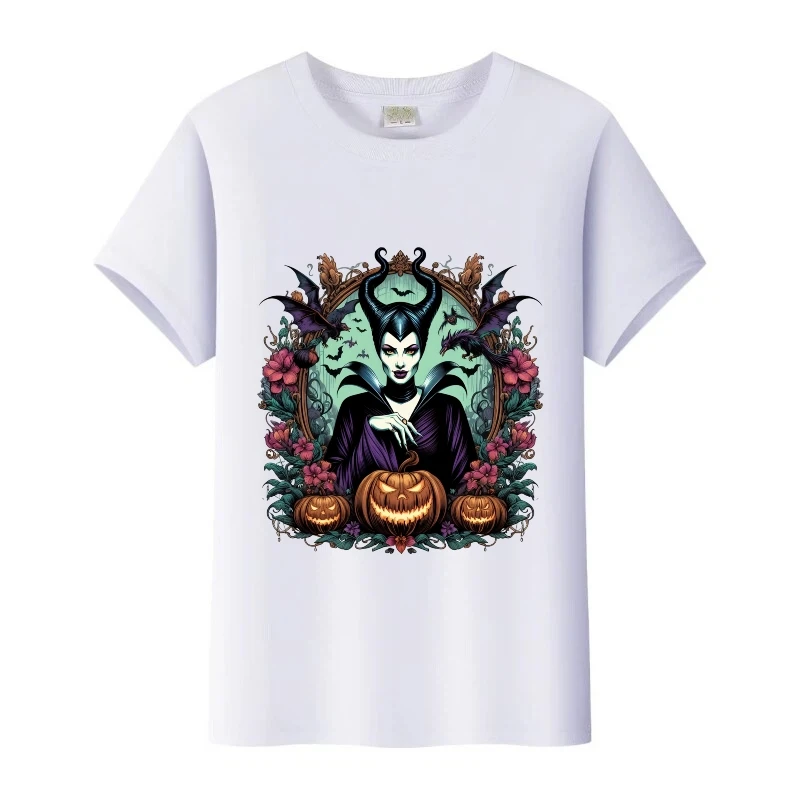 

Horror Disney Princess Pumpkin Halloween Cartoon Girls Tees O-Neck Tops Woman Blouses Harajuku Ladies White T-Shirt Kids Tshirt