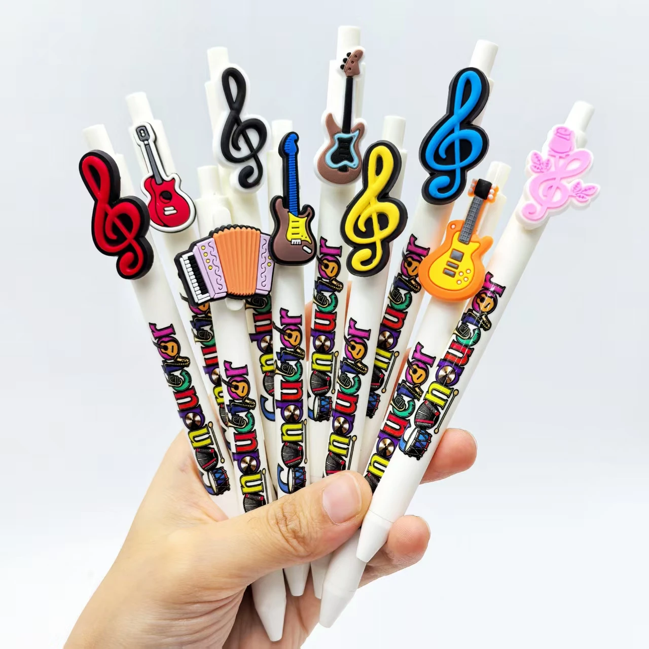 7 قطع/14 قطعة أقلام حبر جاف إبداعية على شكل ملاحظة، أقلام حبر جاف لضغط الموسيقى، أدوات مكتبية للعودة إلى المدرسة #3