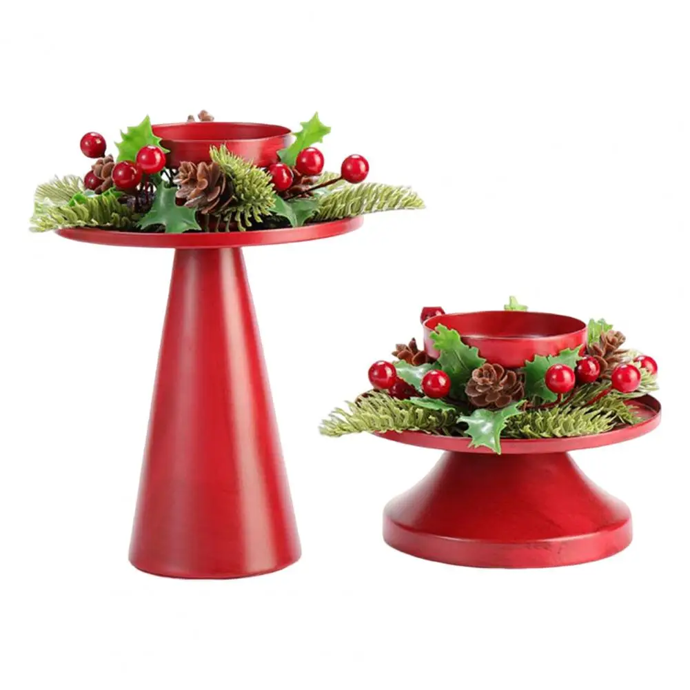 Candle Container 2Pcs Useful Eye-catching Artistic  Xmas Wreath Snow House Candlestick Party Supplies