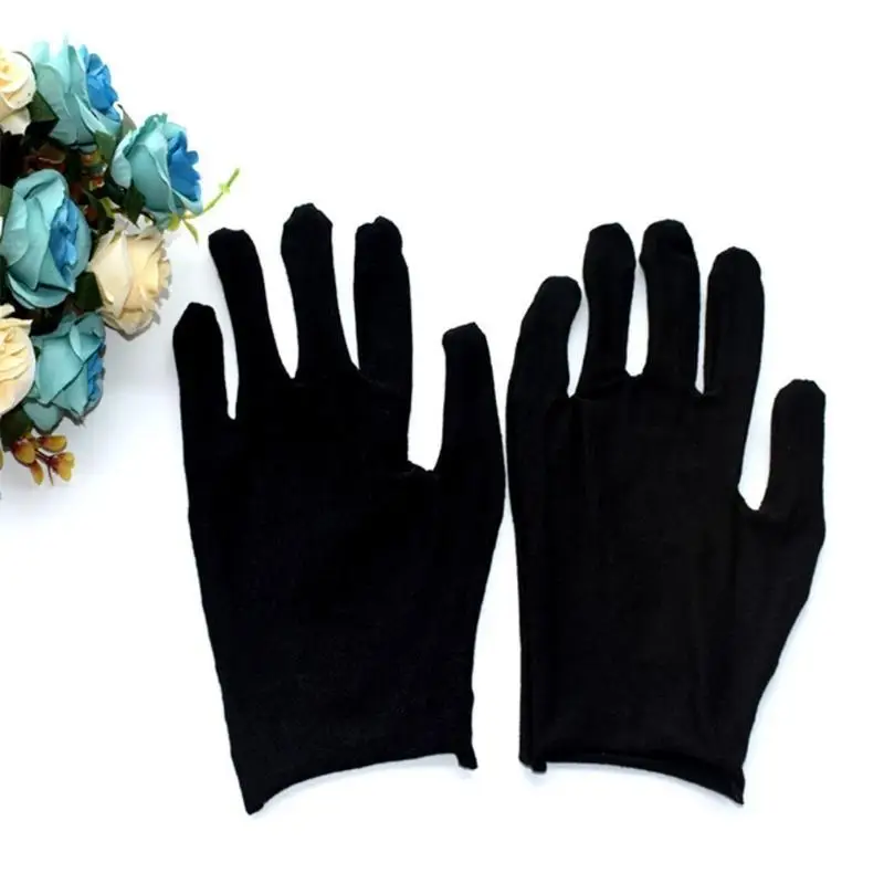 

652F 12 Pairs Soft Stretchy Working Gloves Formal Costume Short Full Finger Mittens for Women Men Show Uniform Party