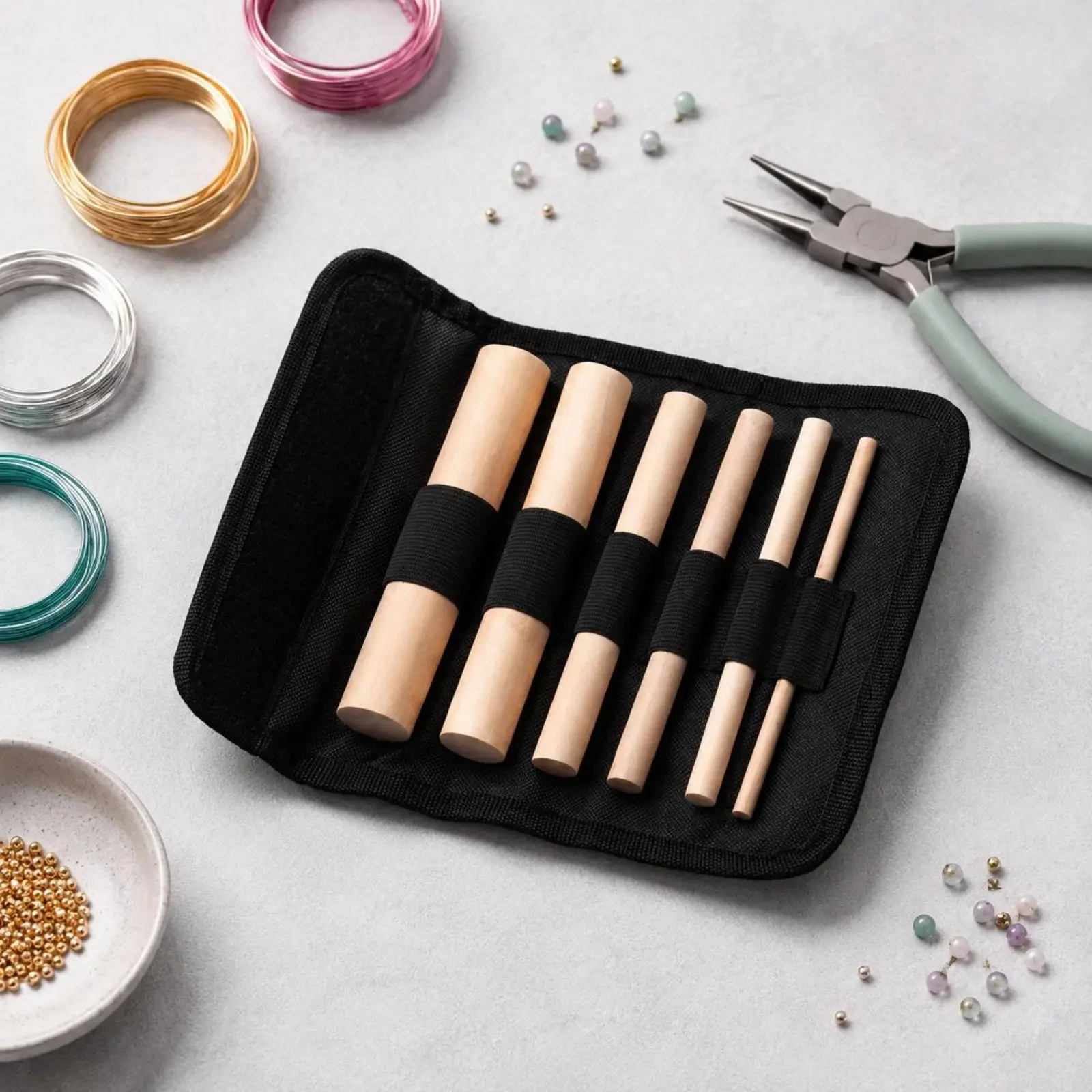 6 Pieces Wire Wrapping Mandrel Wooden Wire Coil Former Set Jewelry Mandrel Set Multiple Sizes Round Rod Shaping Tool Easy to Use view 2