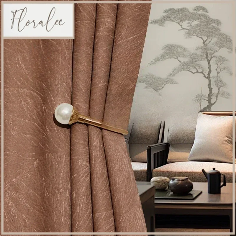 

Modern Simple High-precision Jacquard Curtains For Living Dining Room Bedroom High-end Atmospheric Blackout Cloth Custom