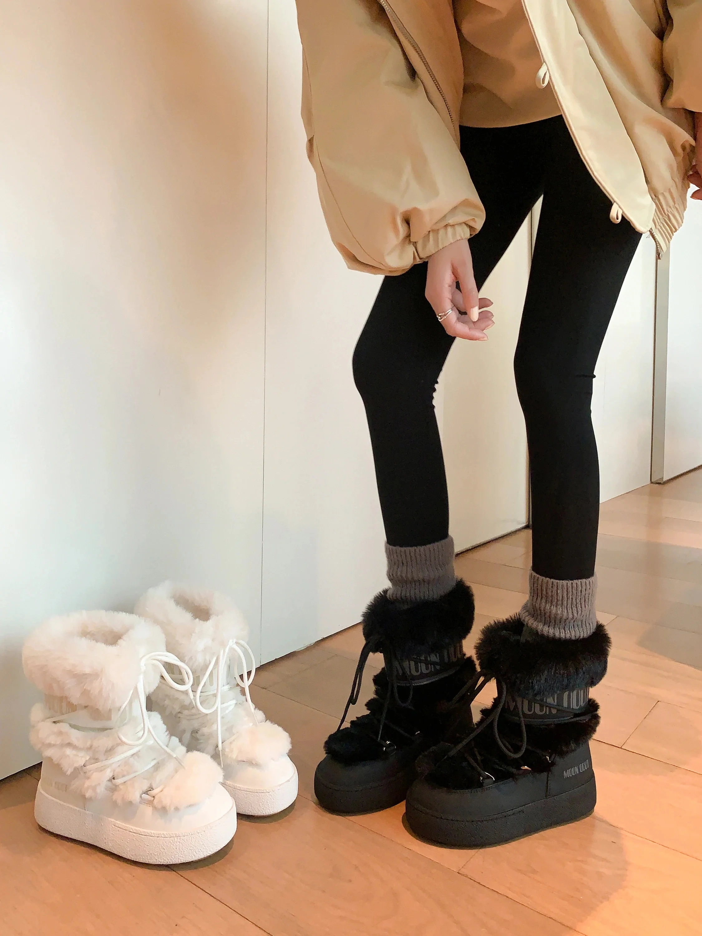Black Moon Boot Women's Thick Bottom Winter New Style Waterproof Non-slip Snow Boots Korean Style Short Tube Warm Cotton Shoes