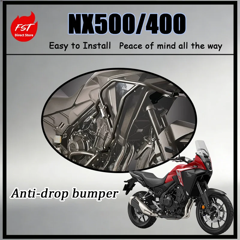

FOR Heavy Duty Crash Bar Anti-Fall Bumper Radiator Protection Net for NX500 NX400 Motorcycle Impact Resistant Upgrade Part