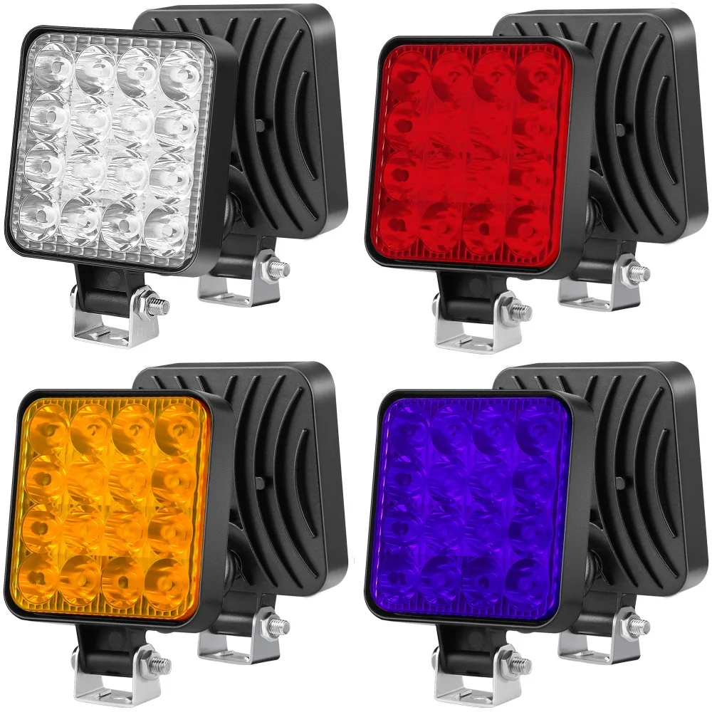 Car LED Bar Worklight 48W Offroad Work Light 12V Auto Light Fog Lamp Off Road 16LED Tractor Spotlight for Truck ATV