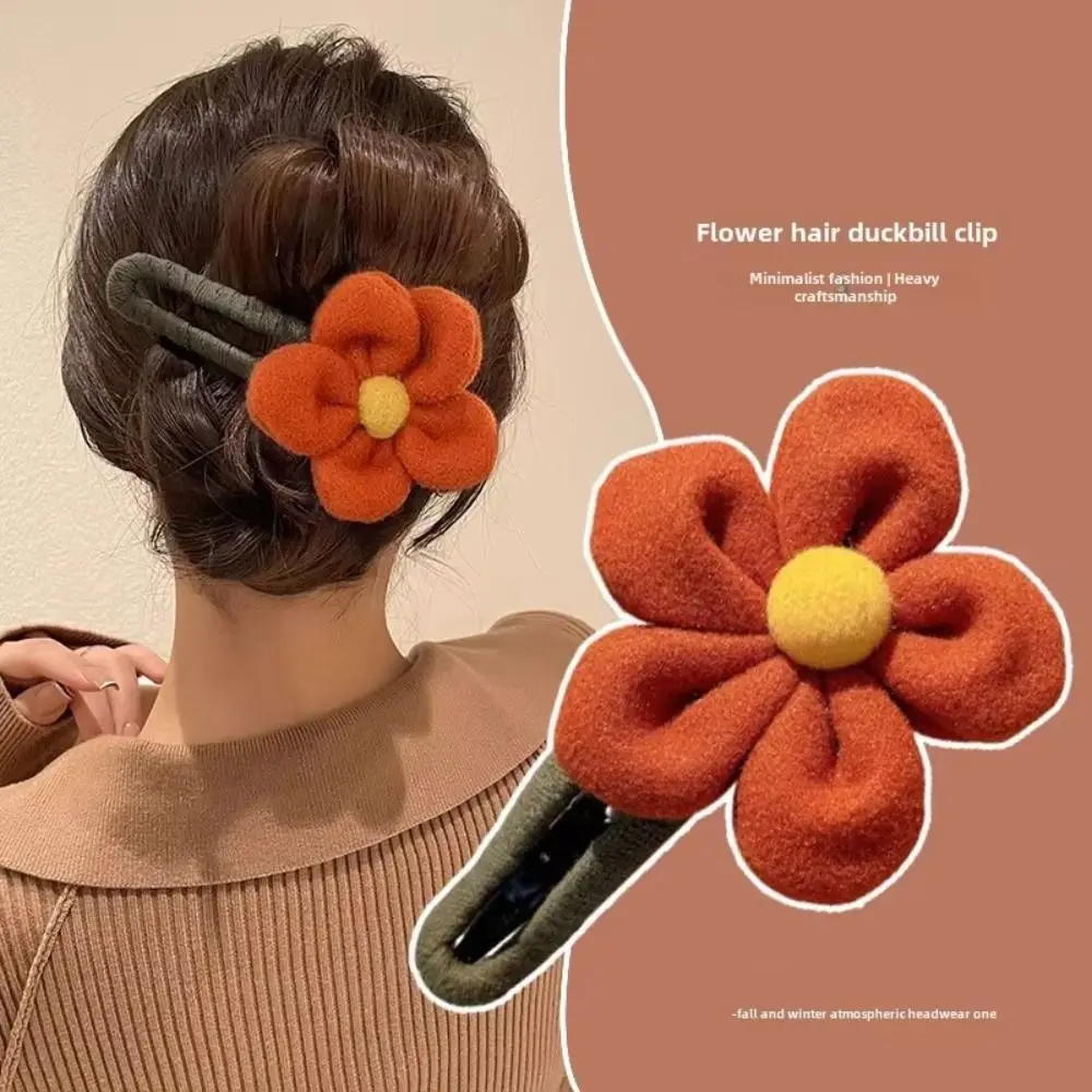 New Flower Hair Claw Large Flower Headwear Duckbill Clip Hair Accessories Hairpin Autumn Winter