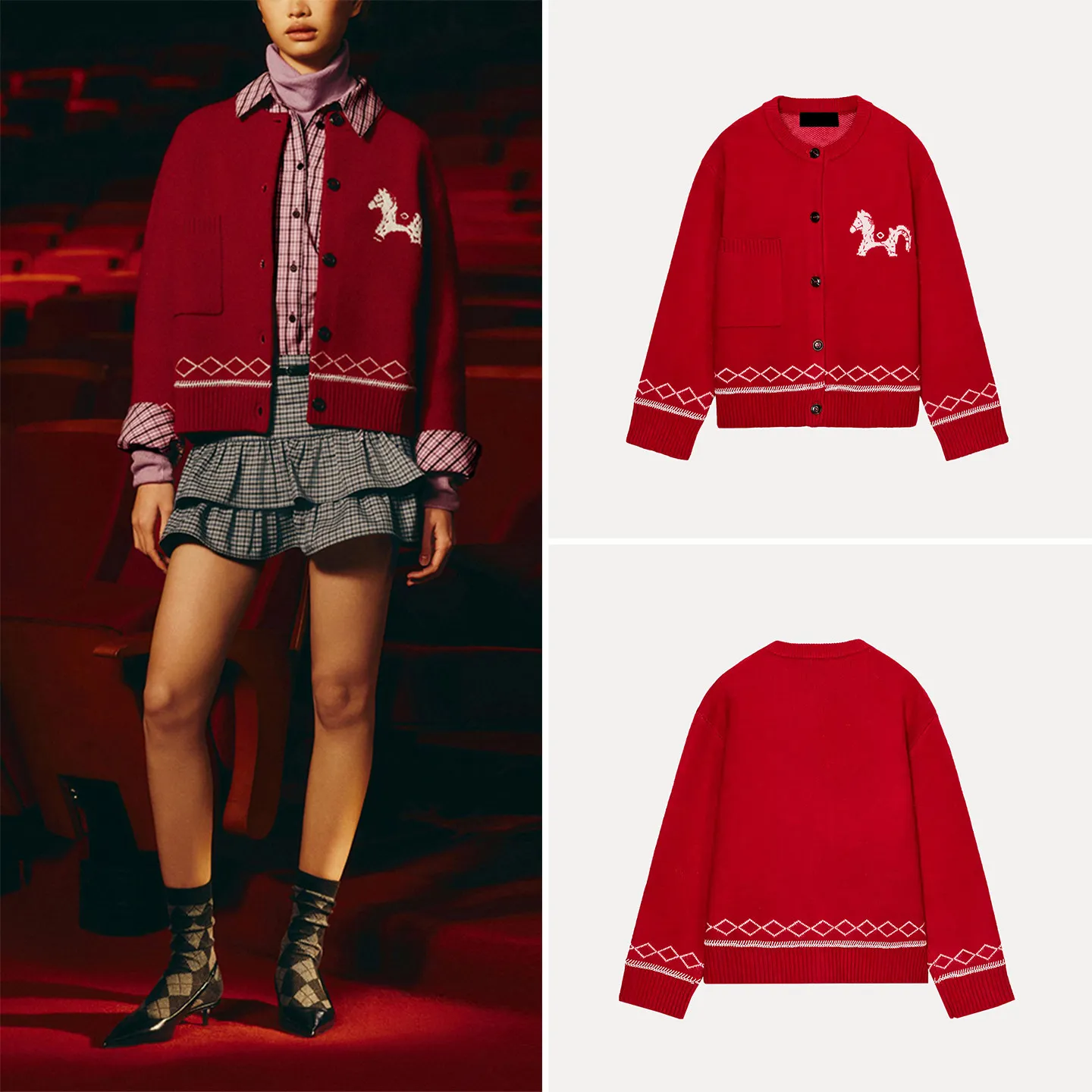 

2025 Winter New Faion Knitted Embroidered Women's Outerwear Simple Personali Sle Long Sve Regular Length Cardigan