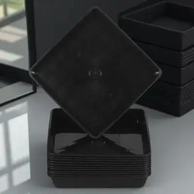 

12Pcs Square Flowerpot Trays Black Plant Saucers Bottom Mats for Flower Pot Gardening Accessories