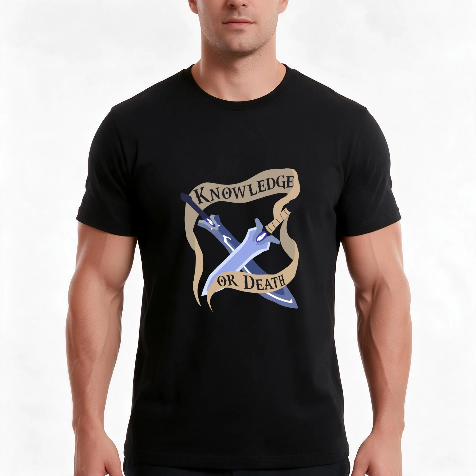 knowledge or death voltron T-Shirt, Summer Casual Cotton Tee, Oversized Streetwear Tops, Vintage Graphic Print, Unisex Men Women