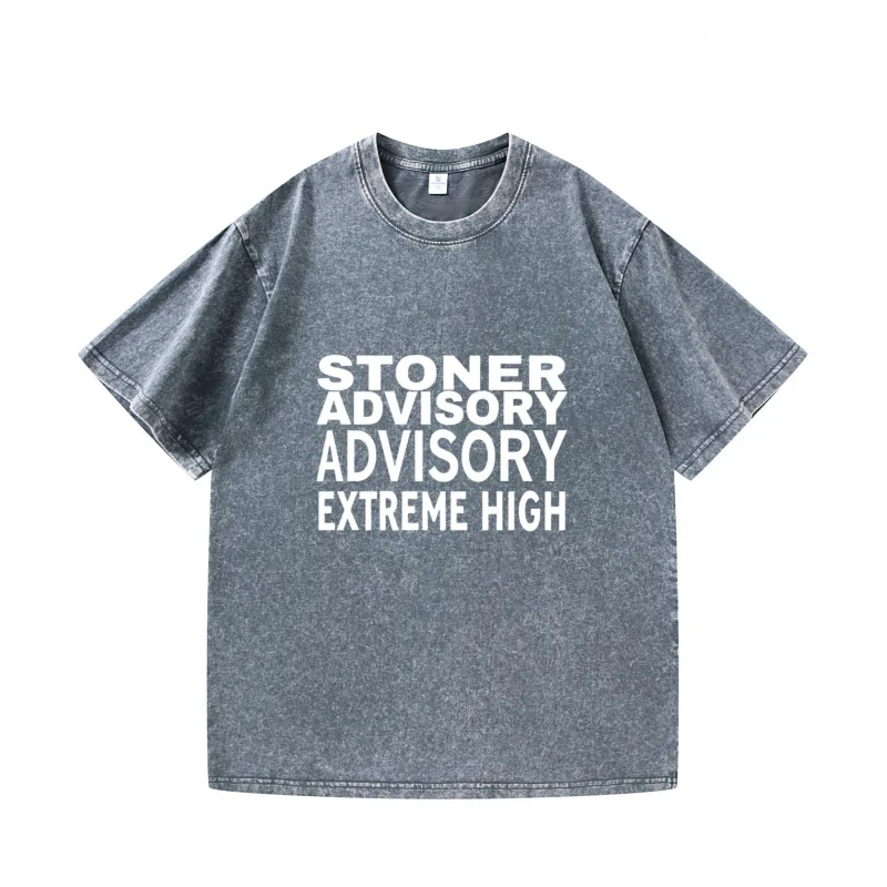 

Men's T-Shirt Gray Stoner Advisory Extreme High Print Casual Daily Wear