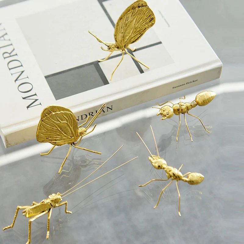 Golden Metal Ant Butterfly Beetle Grasshopper Insect Ornament