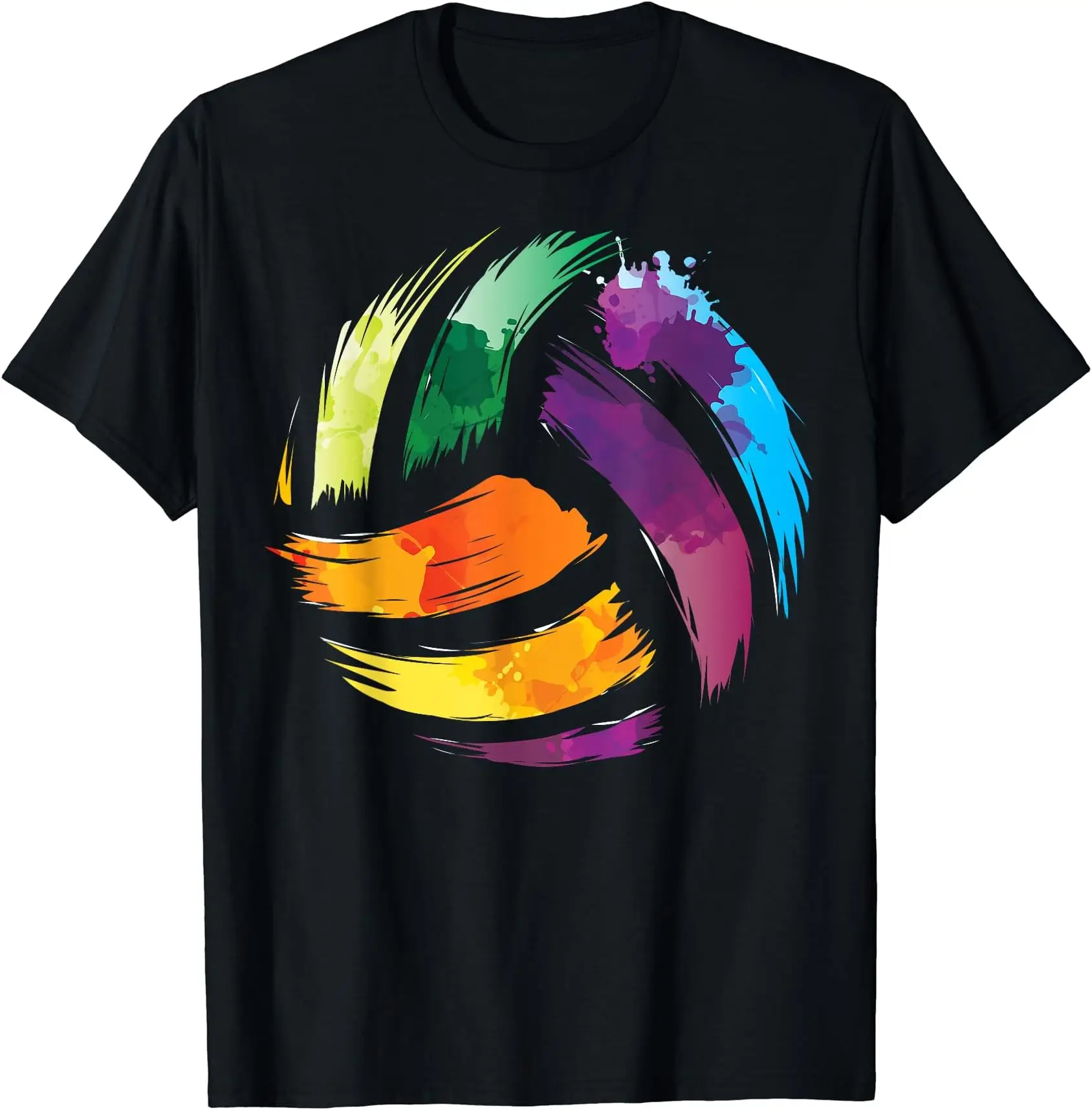 Colorful Volleyball Cute Colorsplash Ball T-Shirt Unisex T-shirts For Men Women Summer Tees Cotton Luxury Brand