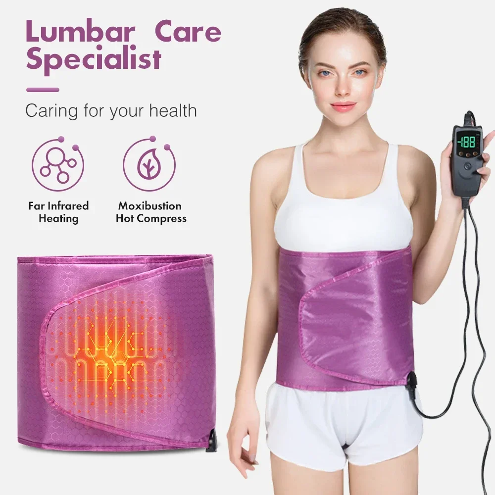 Electric Sauna Heating Belt Far-infrared Vibration Warm Palace Waist Massager Relax Relief Lumbar Fatigue Weight Loss Fat Burner