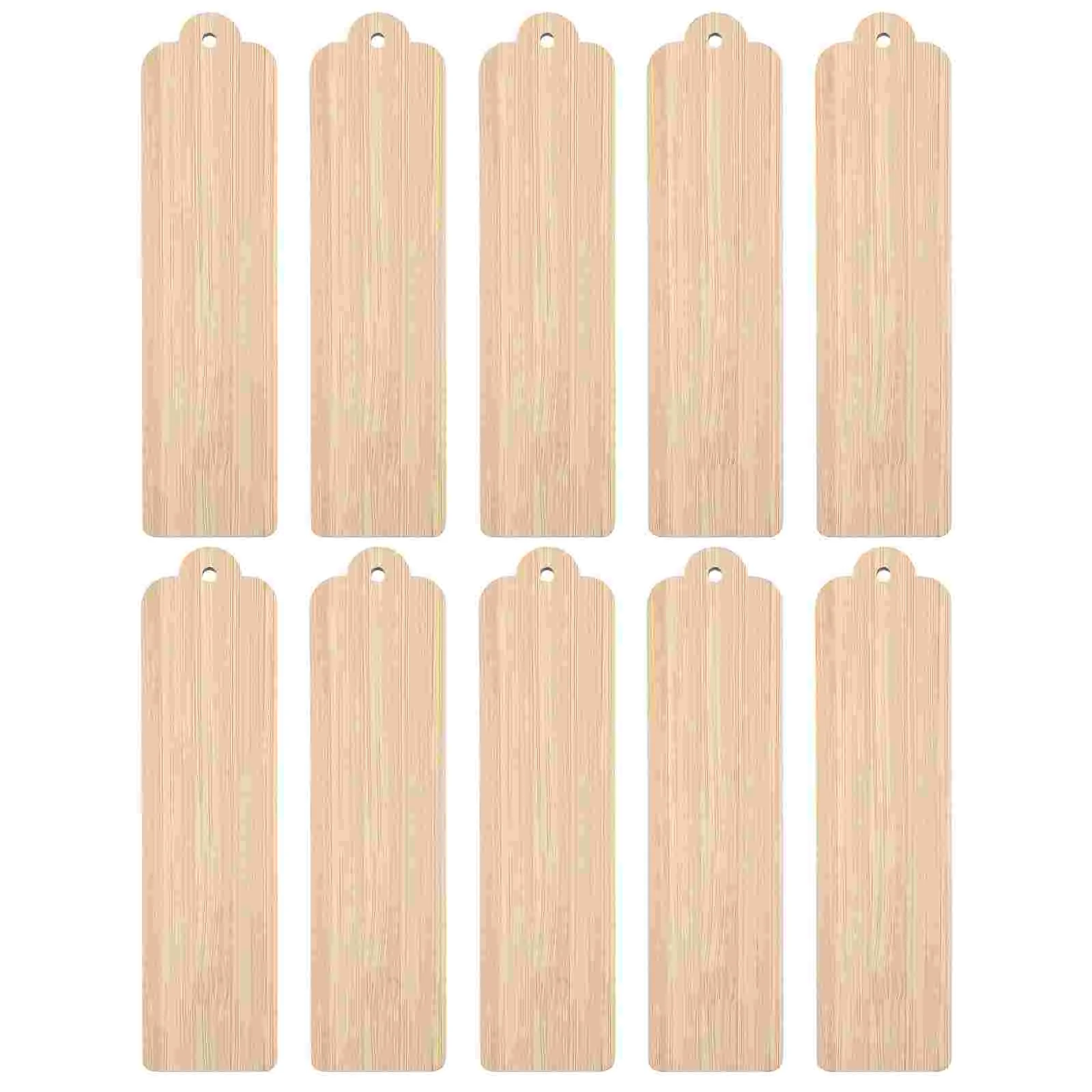 10 Pcs Wooden Blank Bookmark Stainable Bookmarks Unfinished Hanging Tags Reading Stained DIY Writable