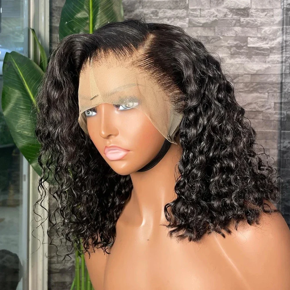 

Deep Wave Bob Wig 13x4 Lace Frontal Wig Human Hair Brazilian Natural Hairline Short Curly 4x4 Closure Wig Remy Hair Preplucked