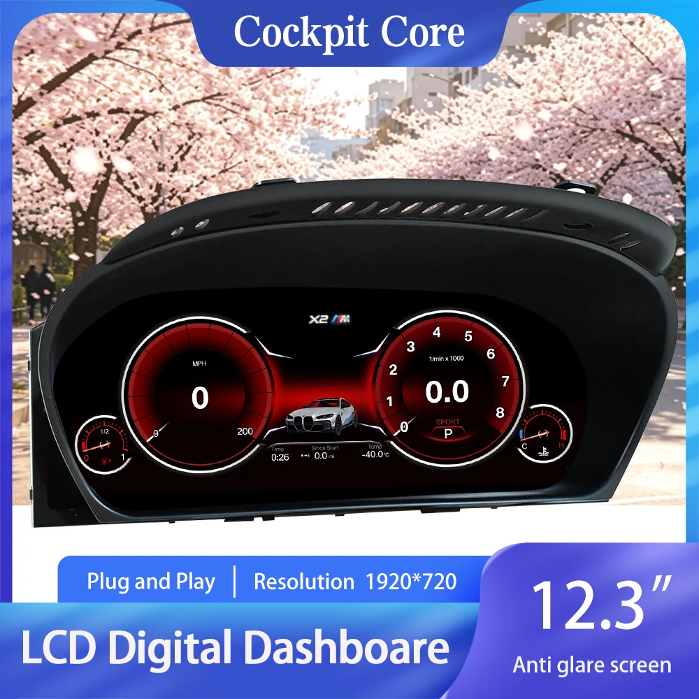 For BMW E60 E61 E63 E64 2003-2009 CCC CIC 12.3"Cluster Digital Dashboard Odometer, Speedometer, Dashboard Plug-and-Play