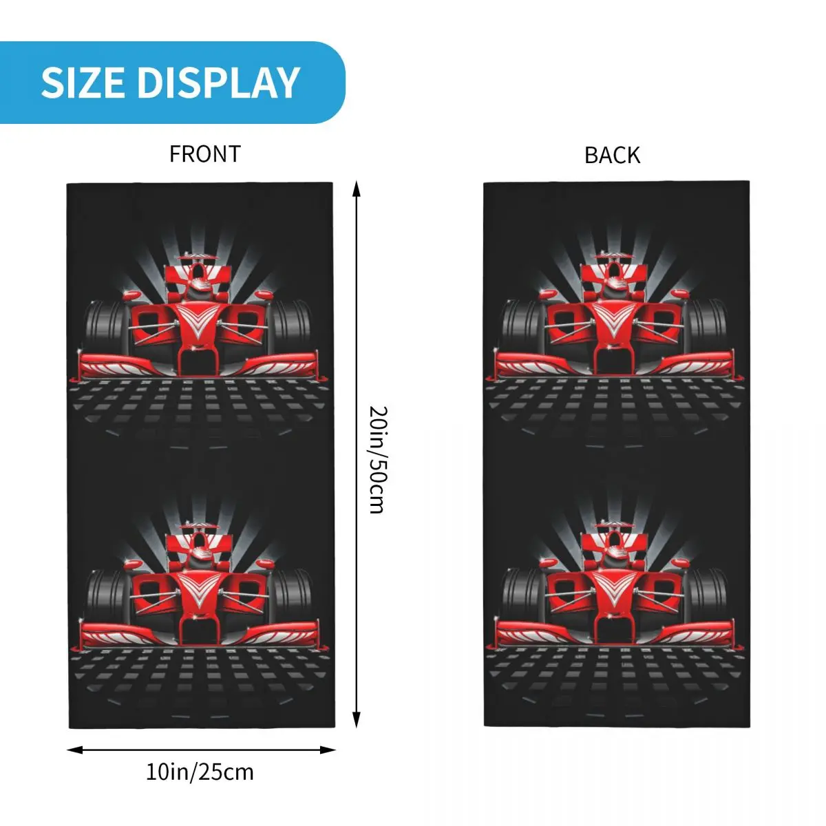 Red F1 Car Race Bandana Neck Cover Printed Motocross Wrap Scarf Running Unisex Adult Windproof