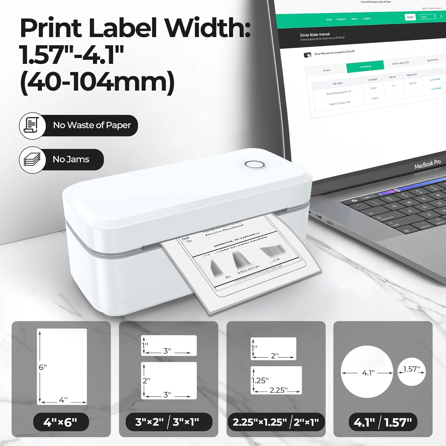 طابعة ملصقات حرارية Marklife X4 بلوتوث مقاس 4 × 6 بوصة جاهزة للتجارة الإلكترونية متوافقة - طباعة ملصقات سريعة لاحتياجات الأعمال