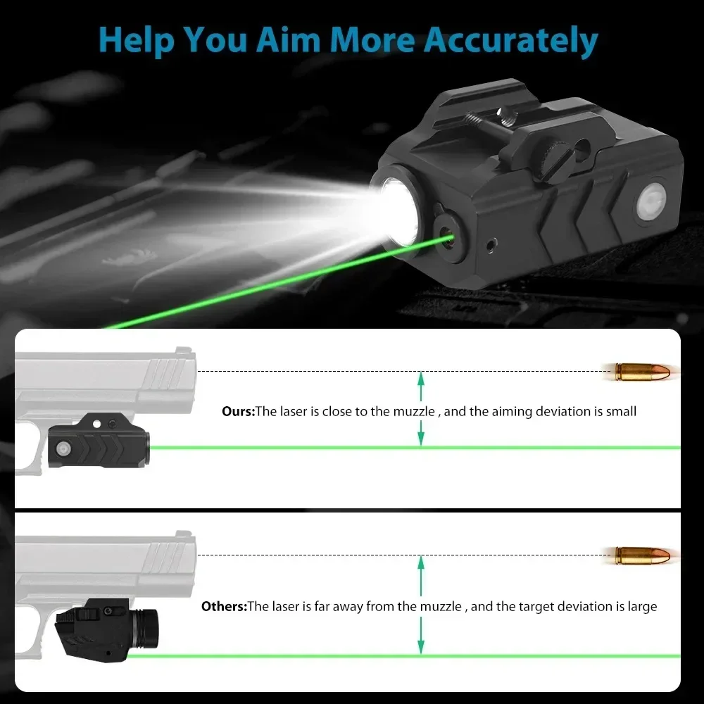 800 Lumens Tactical Gun Light Combo Red/Green Sight Outdoor Hunting LED Flashlight Fit 30mm Rail Gun Light view 5