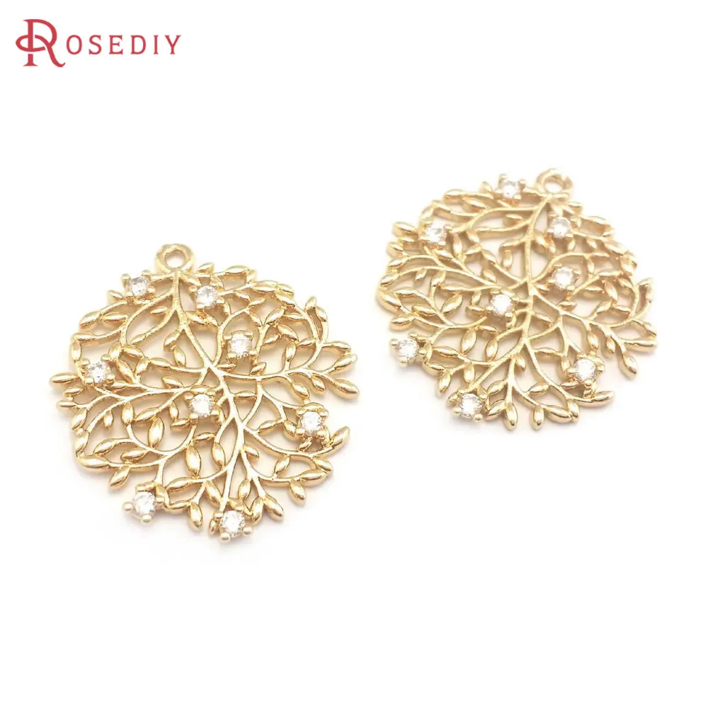 

Круглые Подвески из латуни и циркония, 10 шт., 18 карат