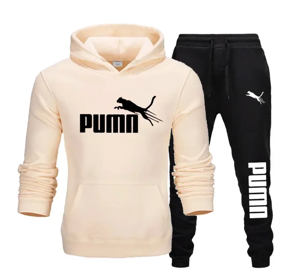 2025 new high-end autumn and winter men's hooded pullover, 2-piece set - fashionable fitness jogging suit - casual sportswear