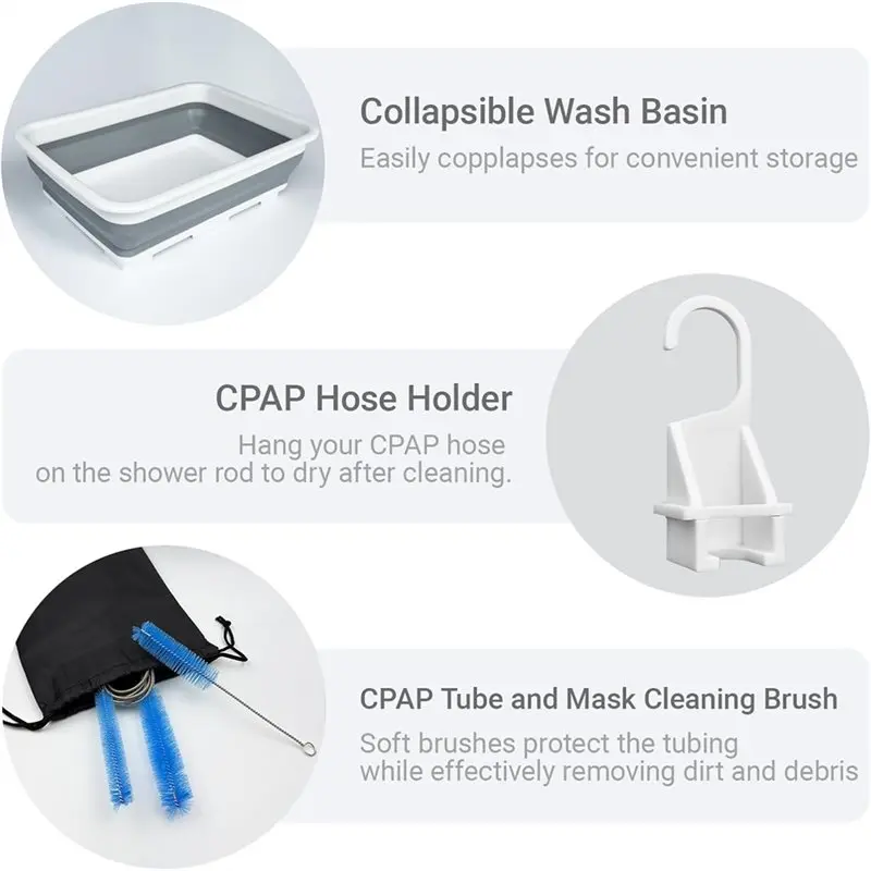 B04C-CPAP Tube Cleaning Kit(9 Pack), Hose Holder& Tube Clips, For Standard 15-22Mm Diameter Tubing